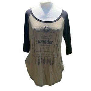 Raggs II Riches “baseball tee”, Not all who wander are lost, black/green